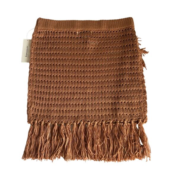 Francesca’s Nola Brown High Rise Tassel Crochet Skirt Cover Up Size Large - Picture 7 of 7